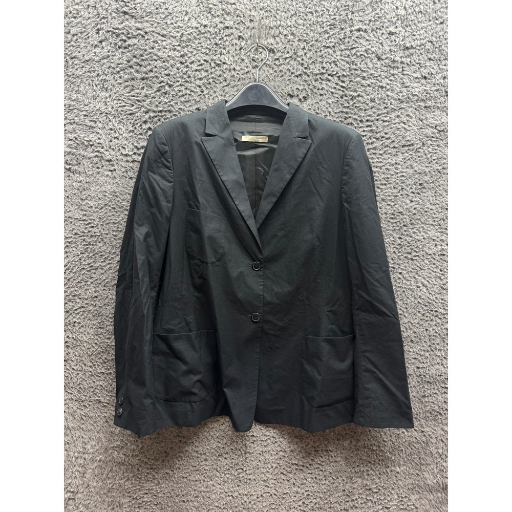 Luciano Barbera Single-Breast Two-Button Cotton Blazer Jacket Black Womens‎ 46